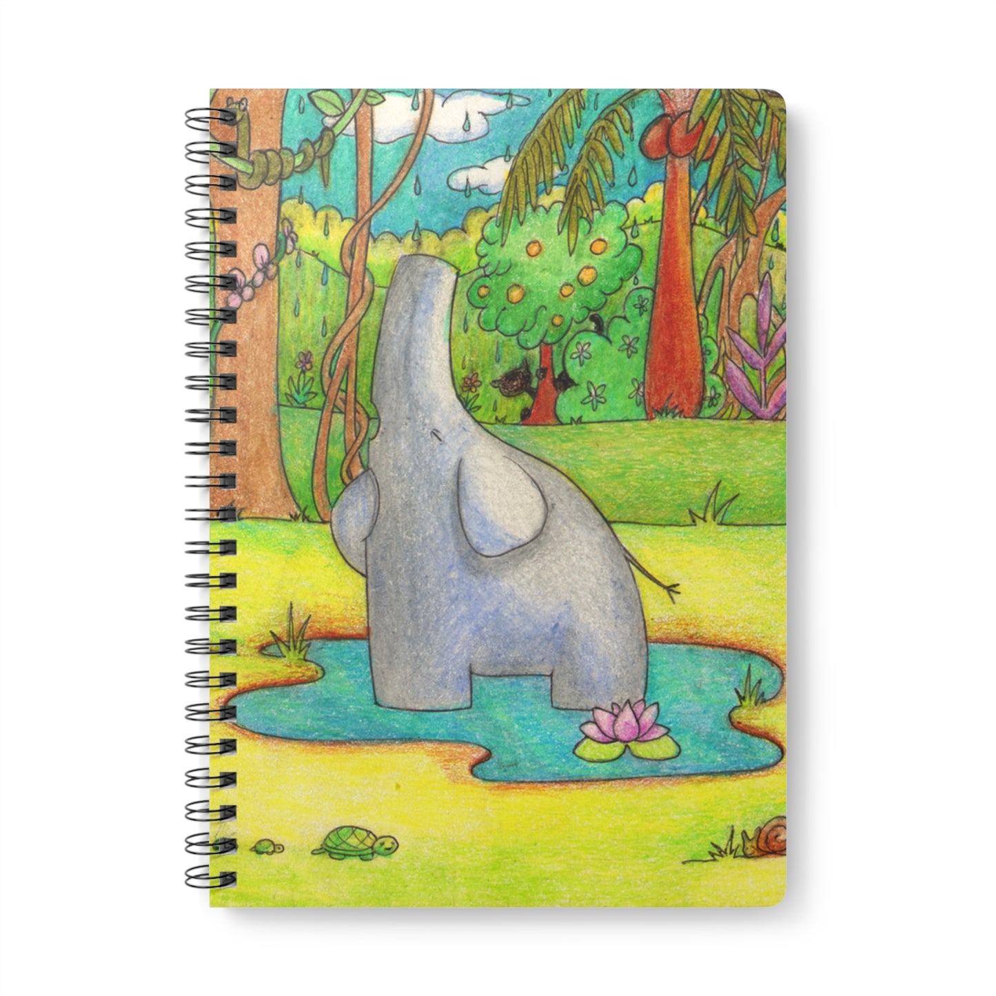 SINGING ELEPHANT Cartoon Notebook – 150 Lined Pages A5 Wirobound Softcover
