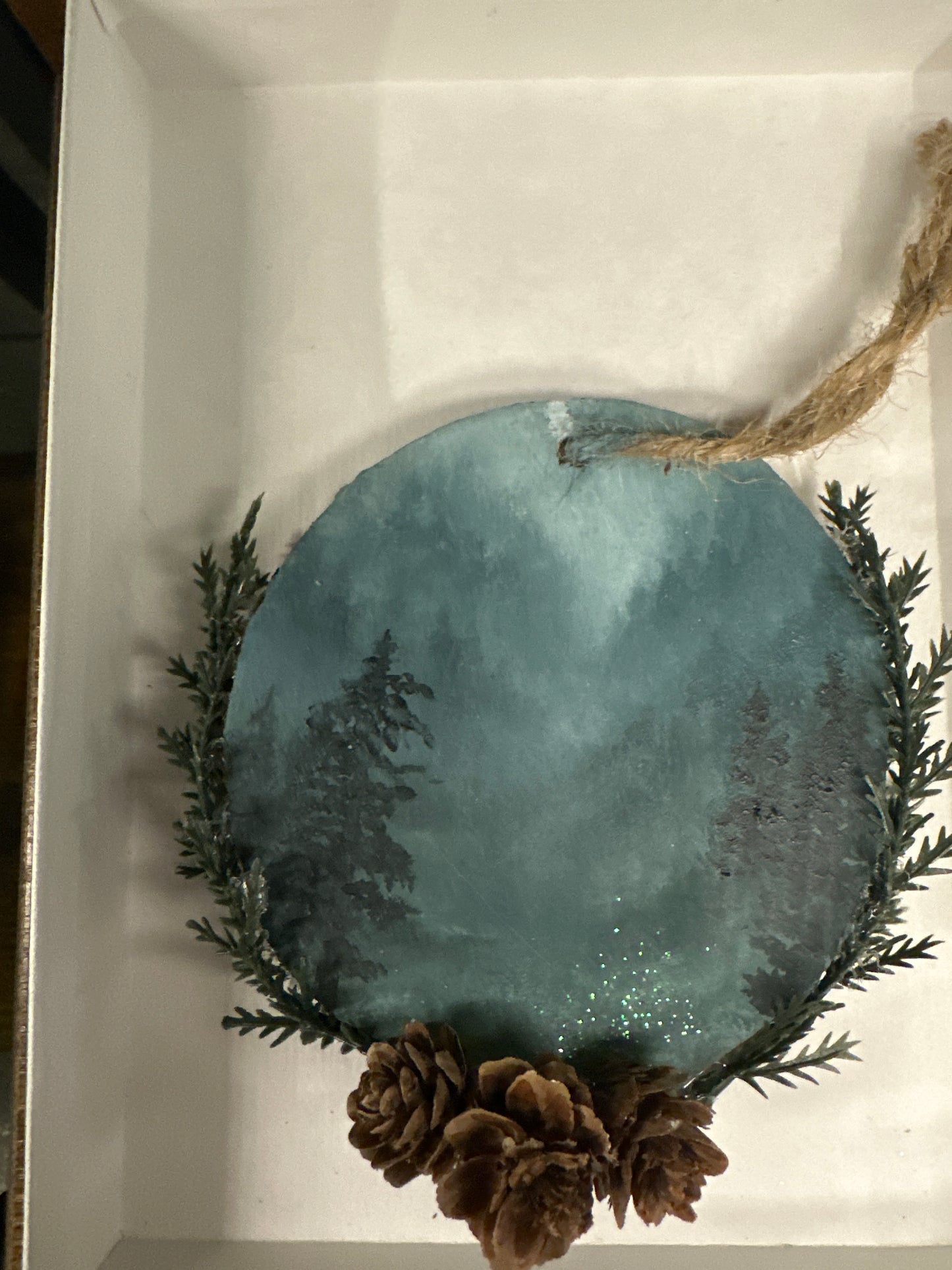 Misty Forest Wood Round Christmas Decor