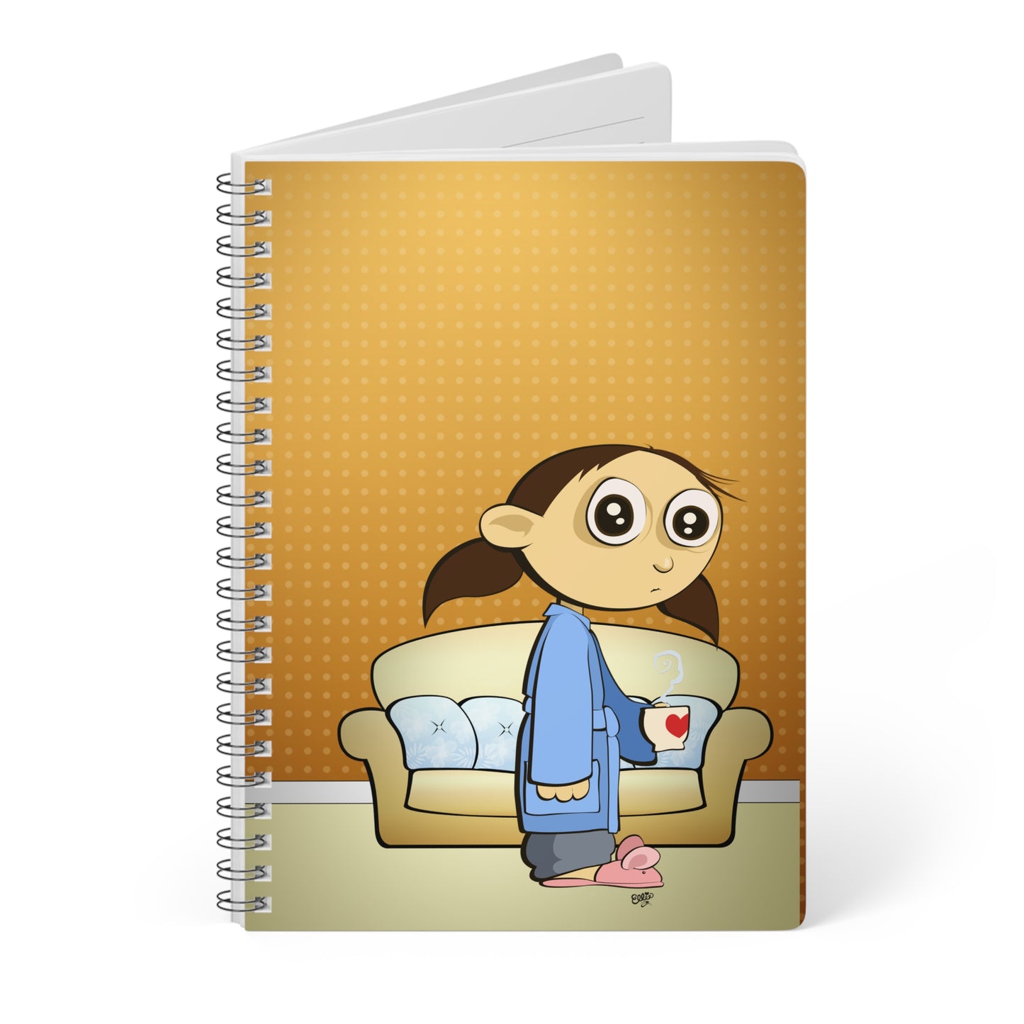 COFFEE MONSTER Cartoon Notebook – 150 lined pages A5 Wirobound Softcover