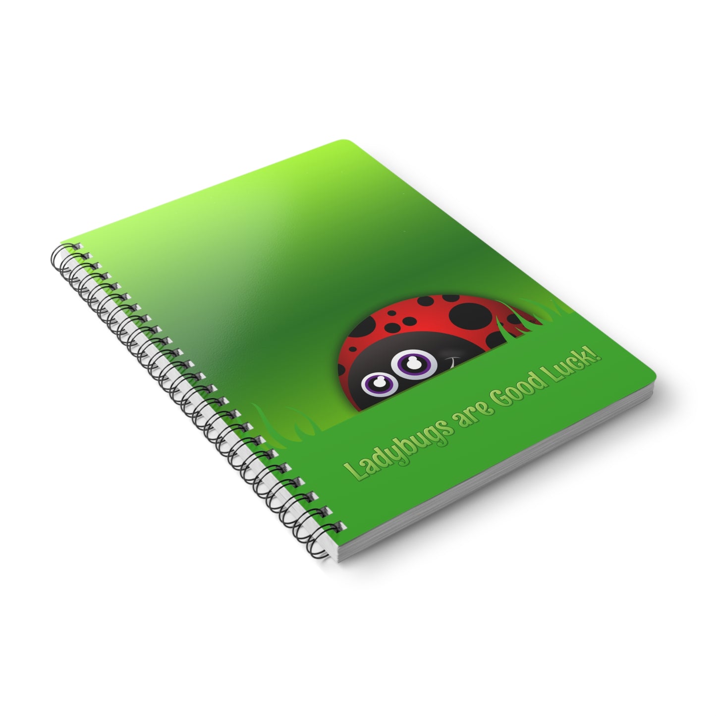 LADYBUGS ARE GOOD LUCK Cartoon Notebook – 150 lined pages A5 Wirobound Softcover