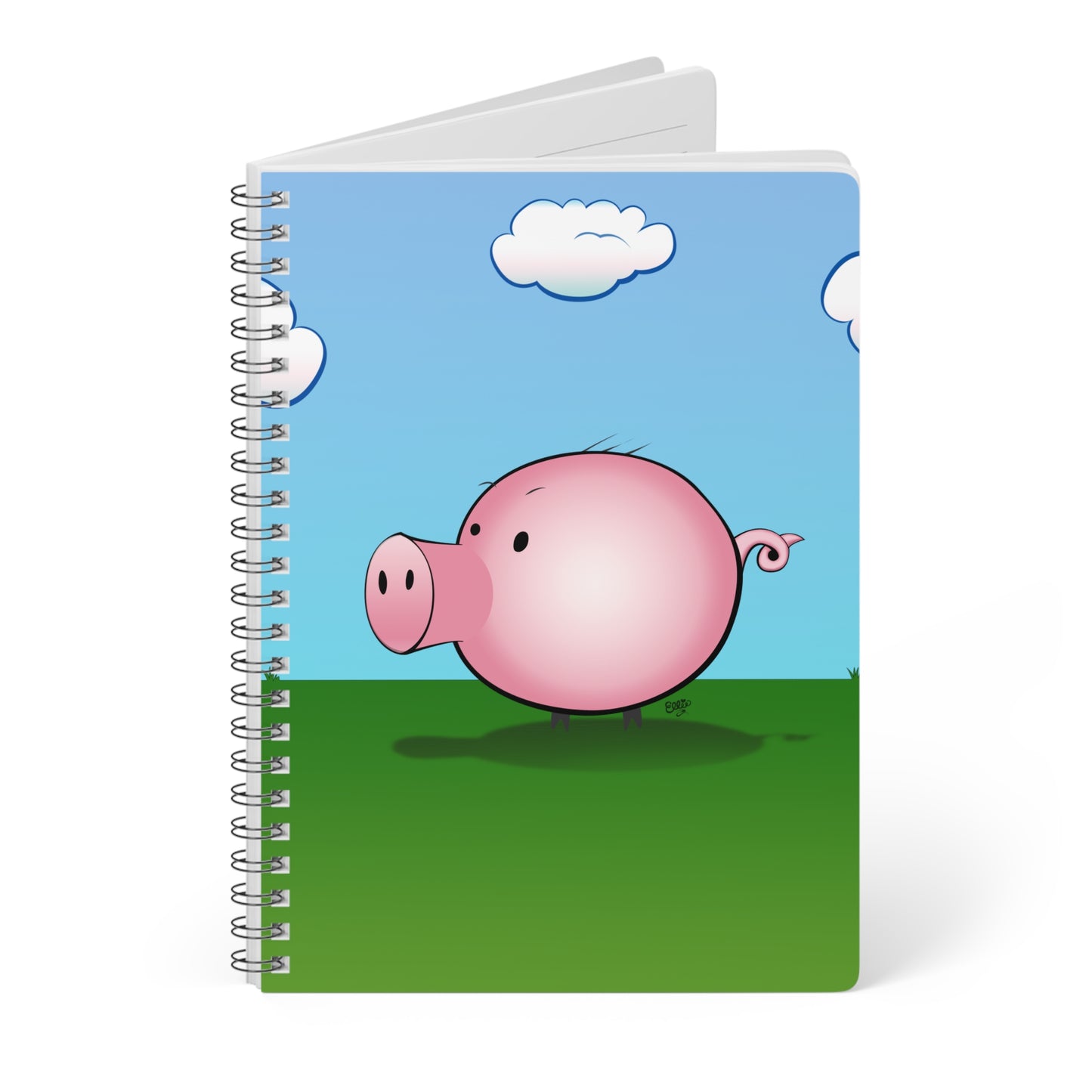 MOOGY THE PIG Cartoon Notebook – 150 Lined Pages A5 Wirobound Softcover