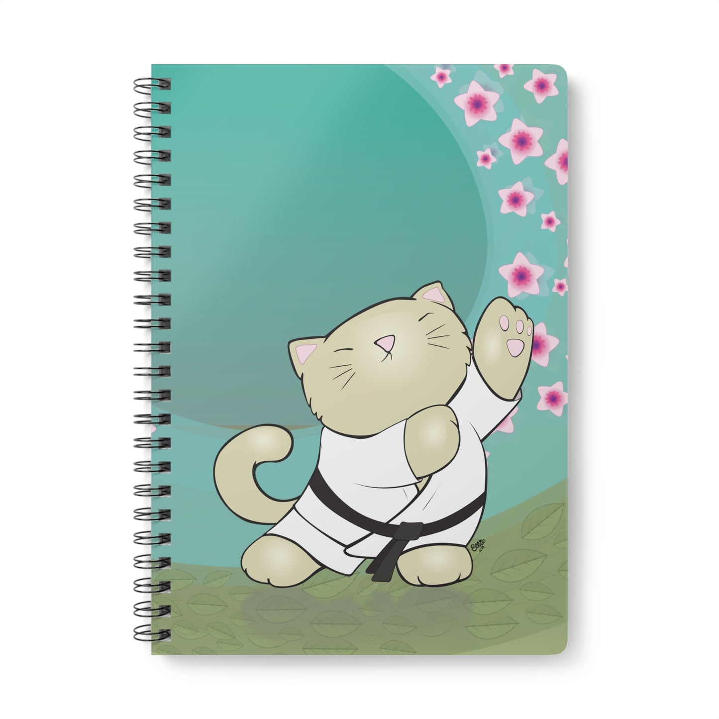 TAI CHI KITTY Cartoon Notebook – 150 lined pages A5 Wirobound Softcover