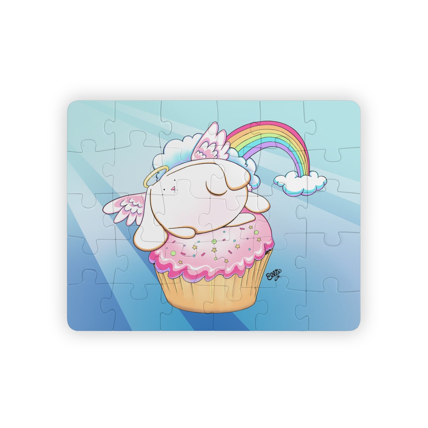 Angel Bunny on a Cupcake Cartoon Kids Puzzle (30 Piece) - Fun Learning Activity Gift for Kids