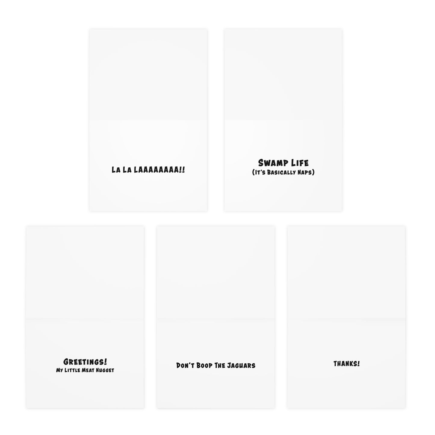 Jungle Swamp Cartoon Art Greeting Cards - Set of 5