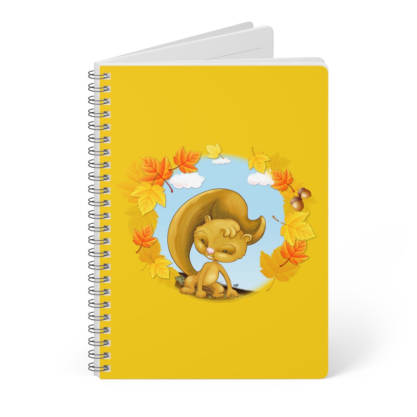 AUTUMN SQUIRREL Cartoon Notebook – 150 lined pages A5 Wirobound Softcover