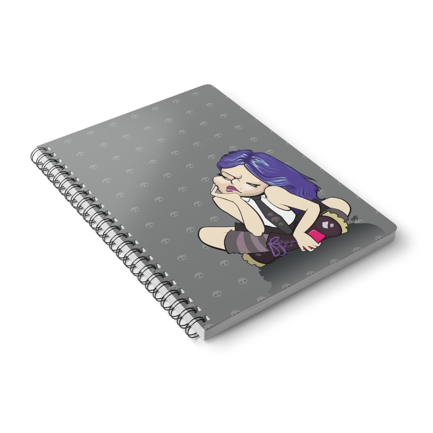 GOTH GIRL Cartoon Notebook – 150 lined pages A5 Wirobound Softcover