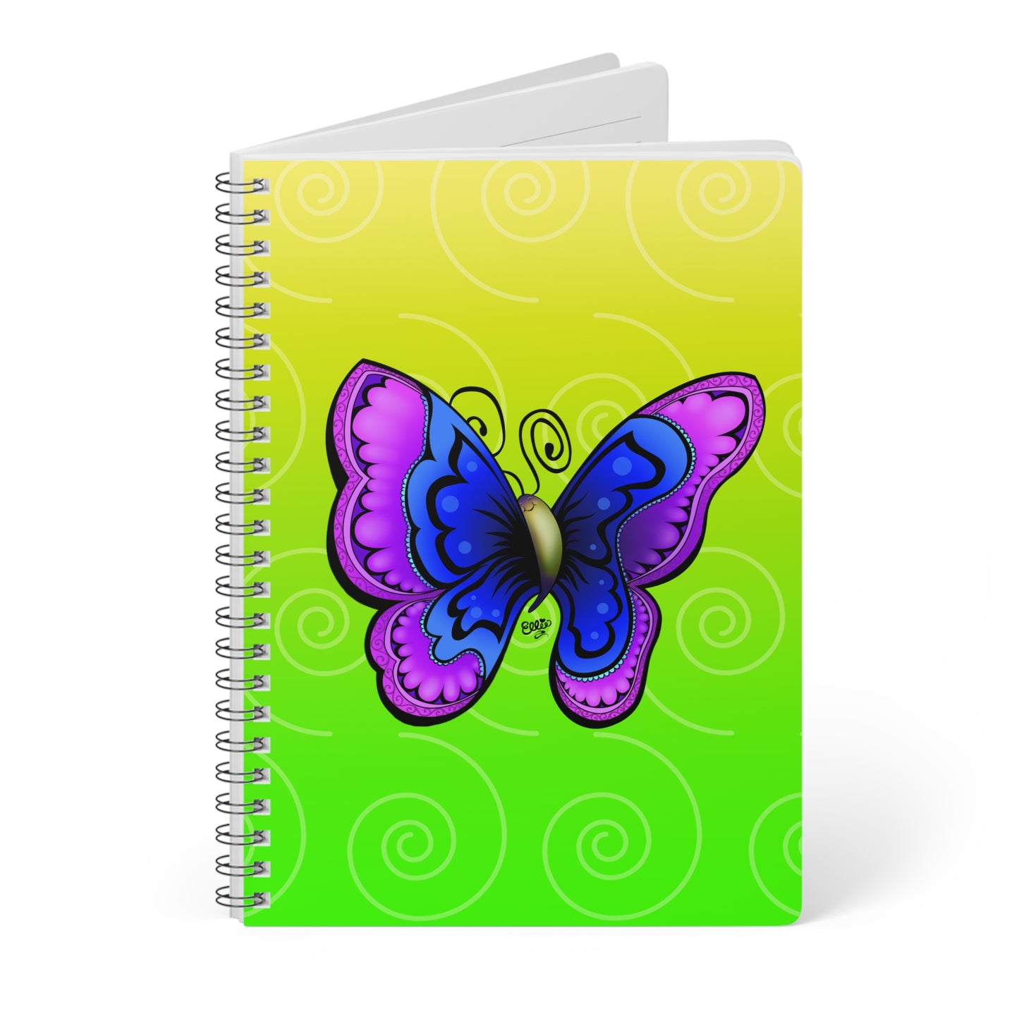 JOYFUL BUTTERFLY Cartoon Notebook – 150 lined pages A5 Wirobound Softcover