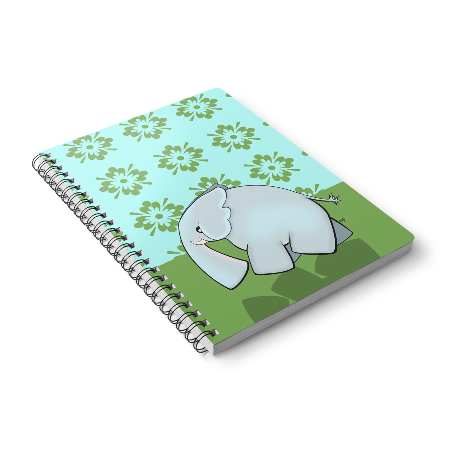 BABY ELEPHANT GOES FOR A WALK Cartoon Notebook - 150 lined pages A5 Wirobound Softcover
