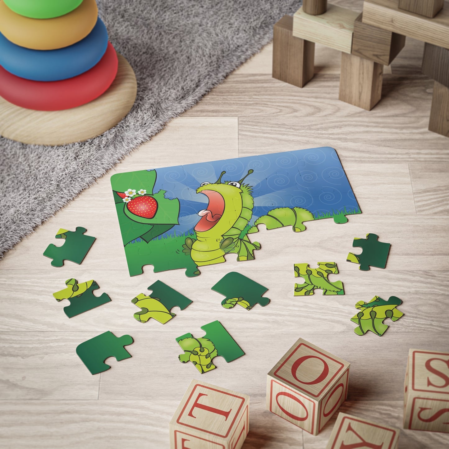 NOM NOM CATERPILLAR Cartoon Kids Puzzle (30 Piece) - Fun Learning Activity Gift for Kids
