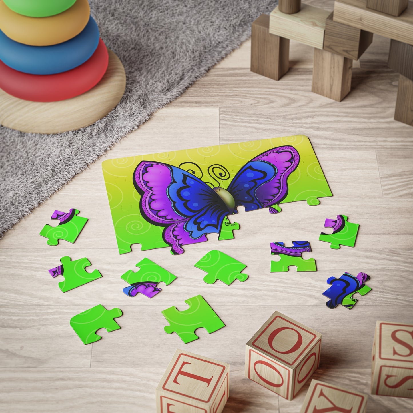 JOYFUL BUTTERFLY Cartoon Kids Puzzle (30 Piece) - Fun Learning Activity Gift for Kids