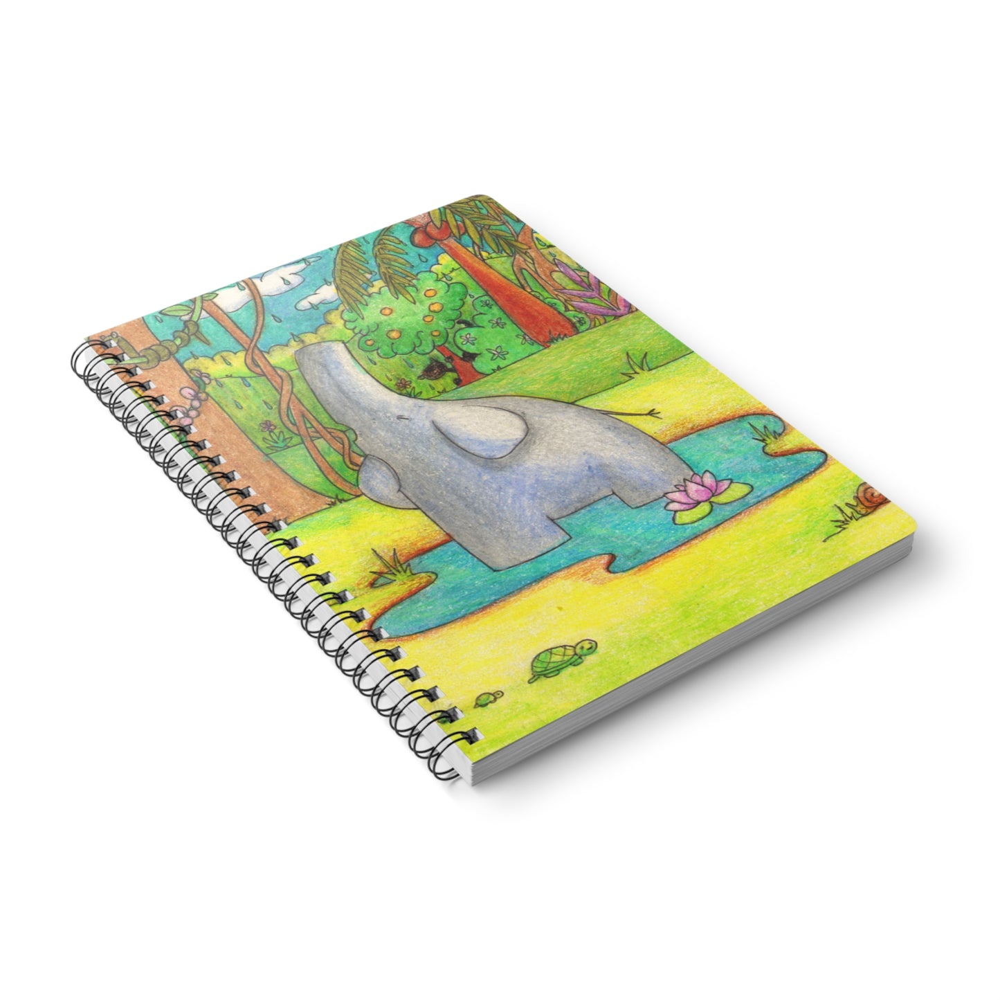 SINGING ELEPHANT Cartoon Notebook – 150 Lined Pages A5 Wirobound Softcover