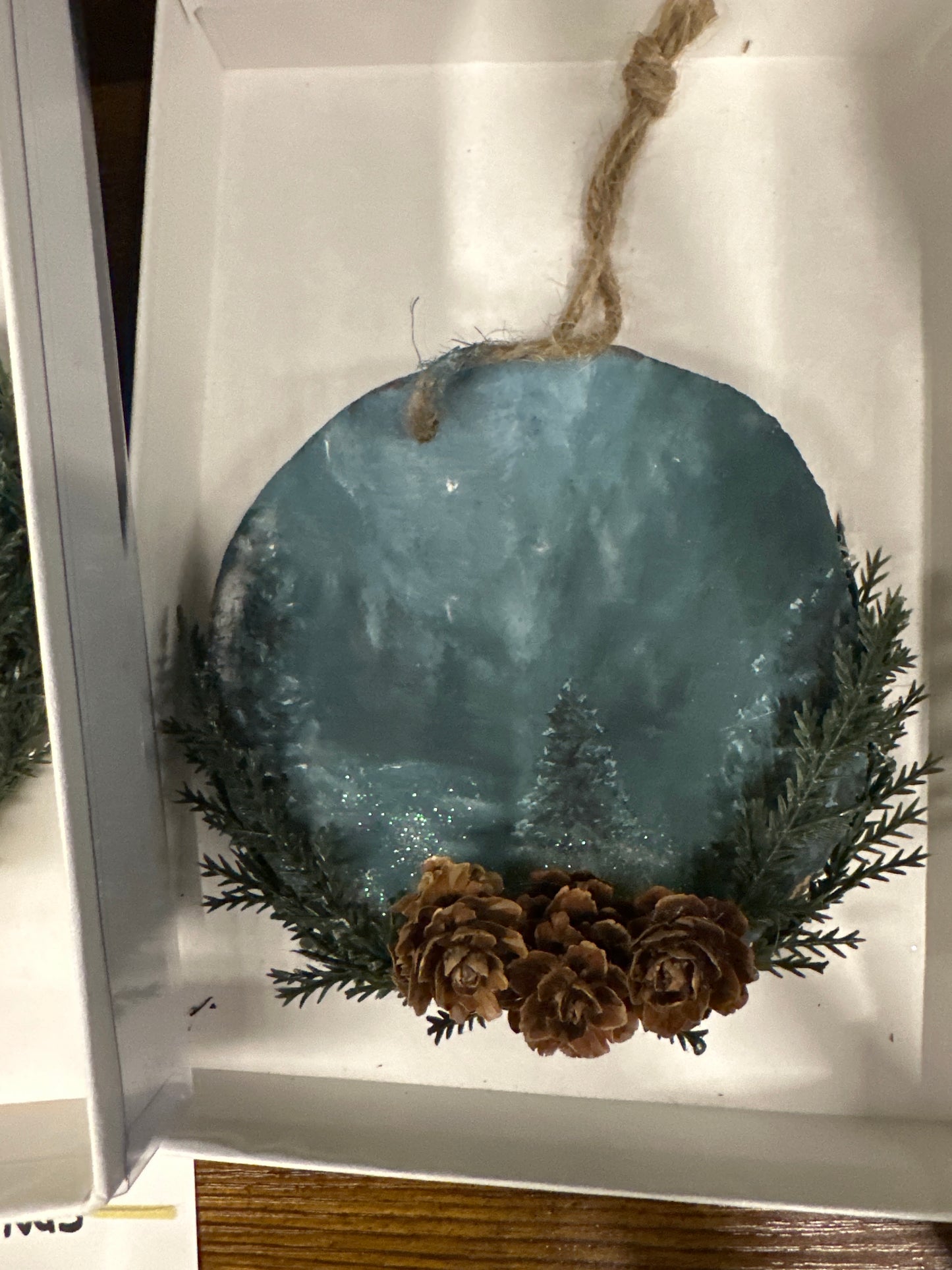 Misty Forest Wood Round Christmas Decor