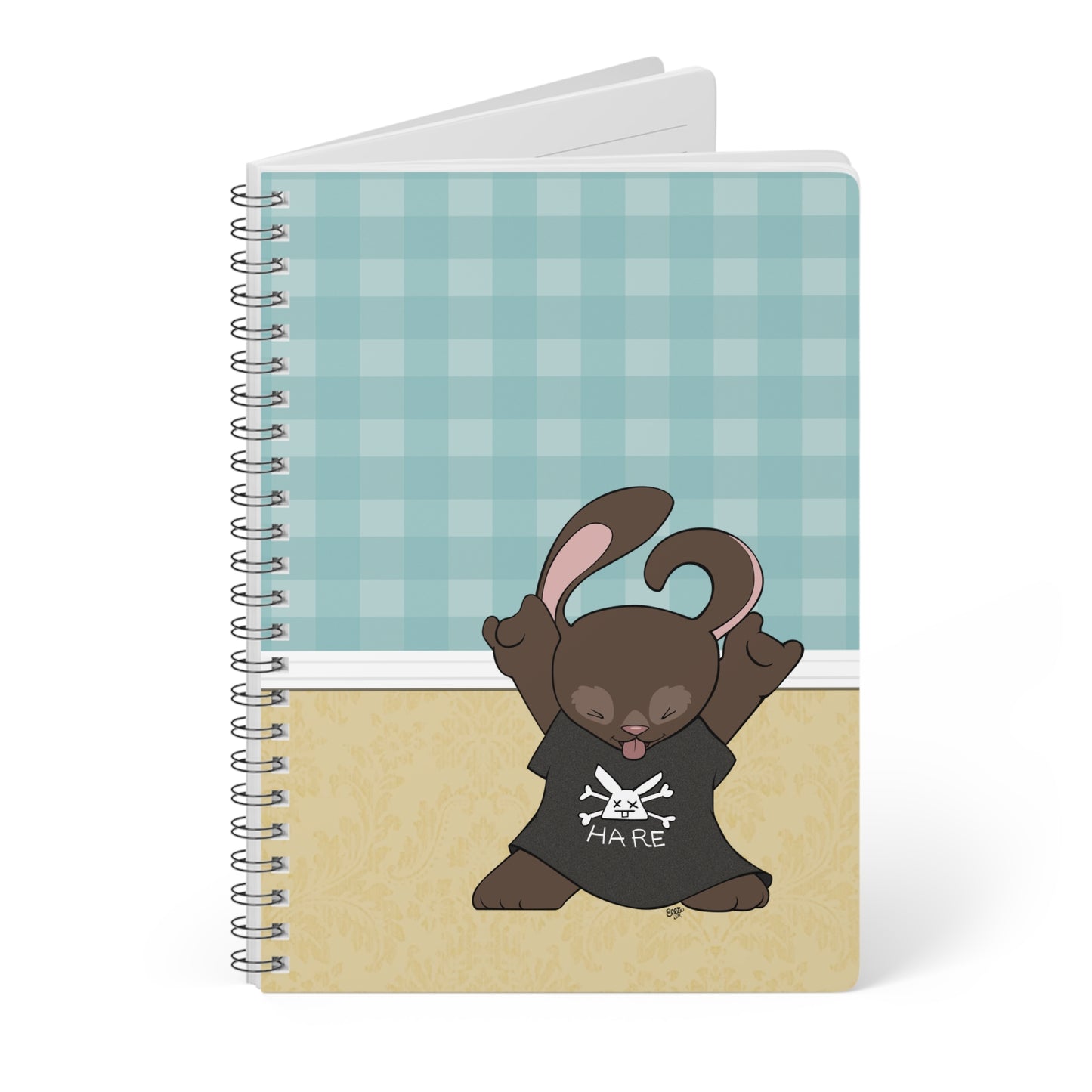 ROCKIN' OUT BUNNY Cartoon Notebook – 150 lined pages A5 Wirobound Softcover