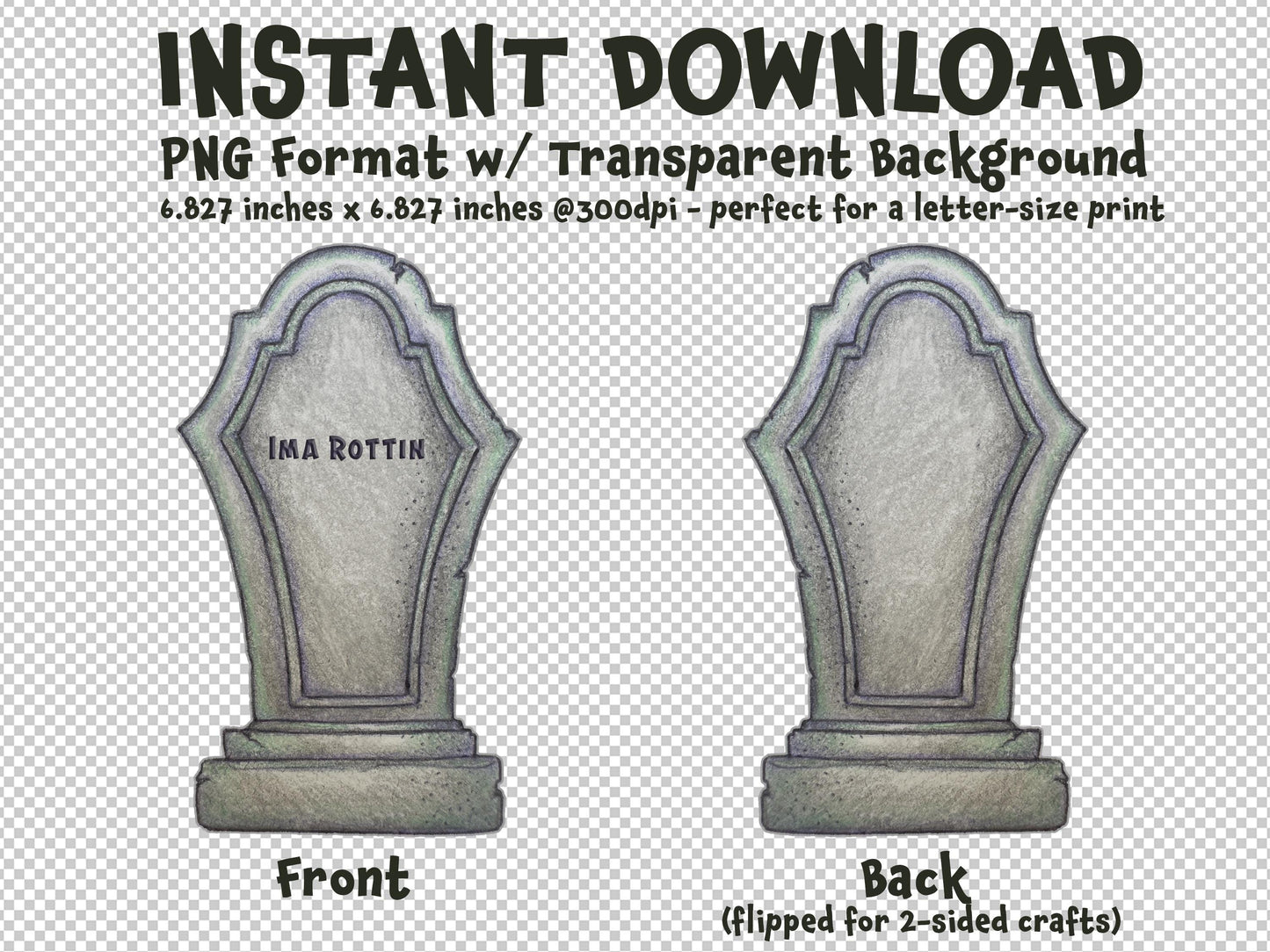 Ima Rottin Tombstone Gravestone Clip Art Printable Digital Instant Download for Halloween Decorations Invites Party Favors Prizes Gifts