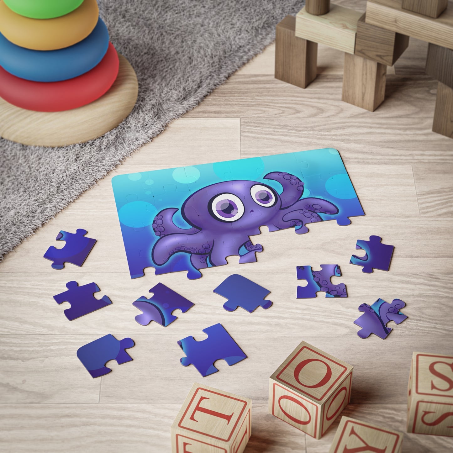 Baby Octopus Cartoon Kids Puzzle (30 Piece) - Fun Learning Activity Gift for Kids