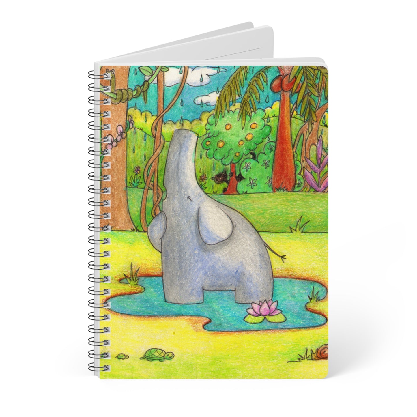 SINGING ELEPHANT Cartoon Notebook – 150 Lined Pages A5 Wirobound Softcover