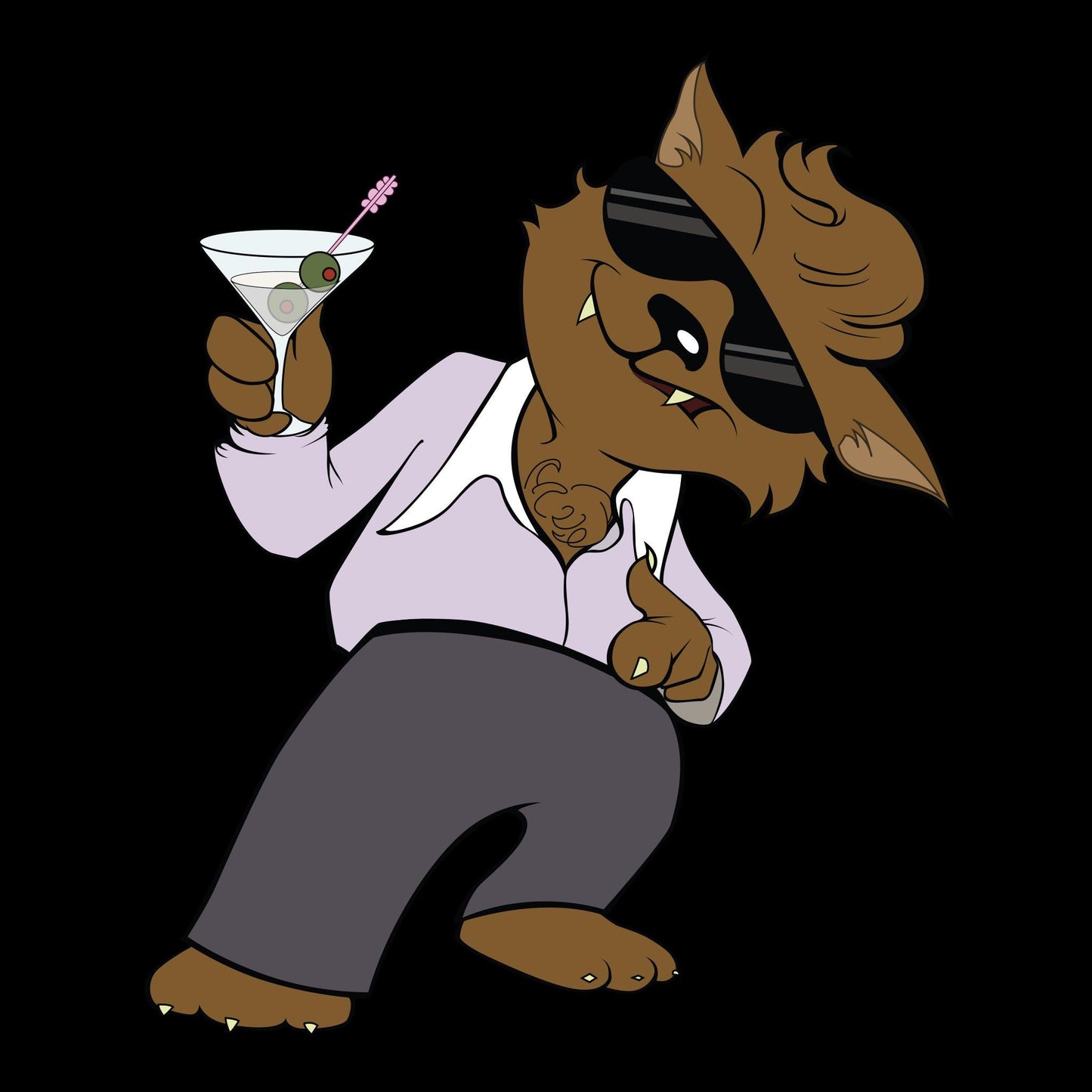 Ladies Man Werewolf Doing Fingerguns Clip Art Printable Digital Instant Download for Halloween Decorations Invites Party Favors Prizes Gifts