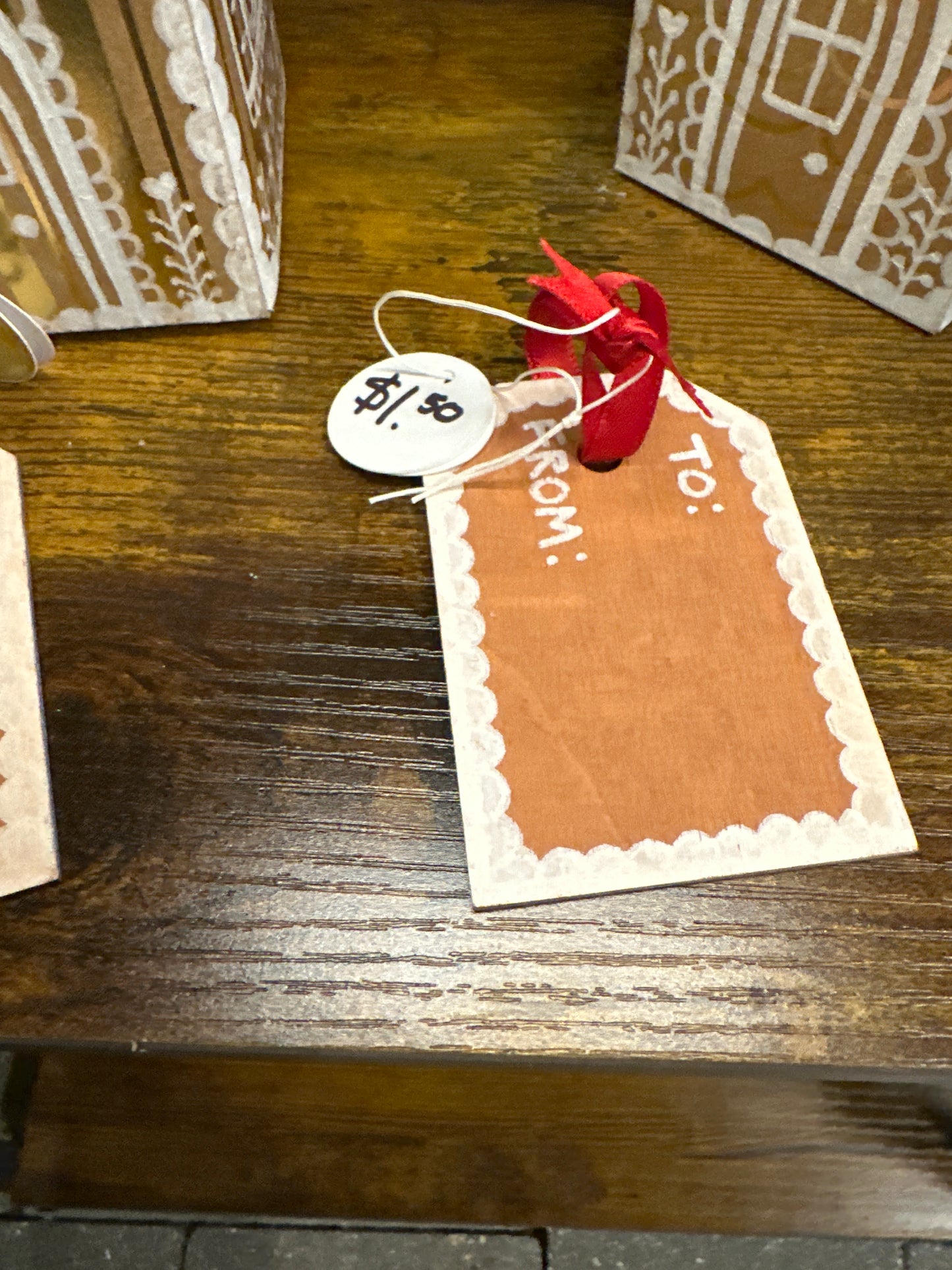 Gingerbread House Wood Gift Tags for Christmas