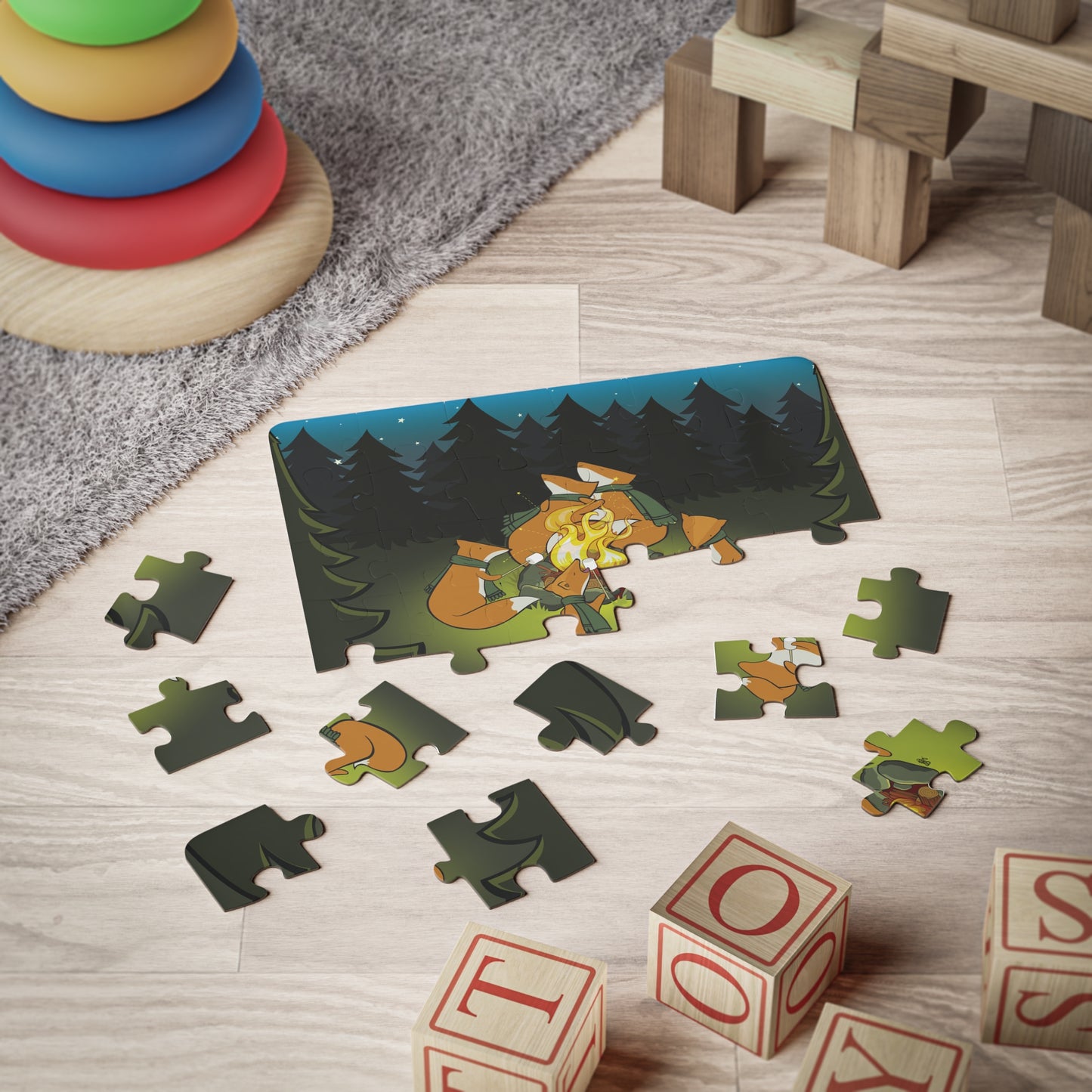 FOX FAMILY CAMPING TRIP Cartoon Kids Puzzle (30 Piece) - Fun Learning Activity Gift for Kids