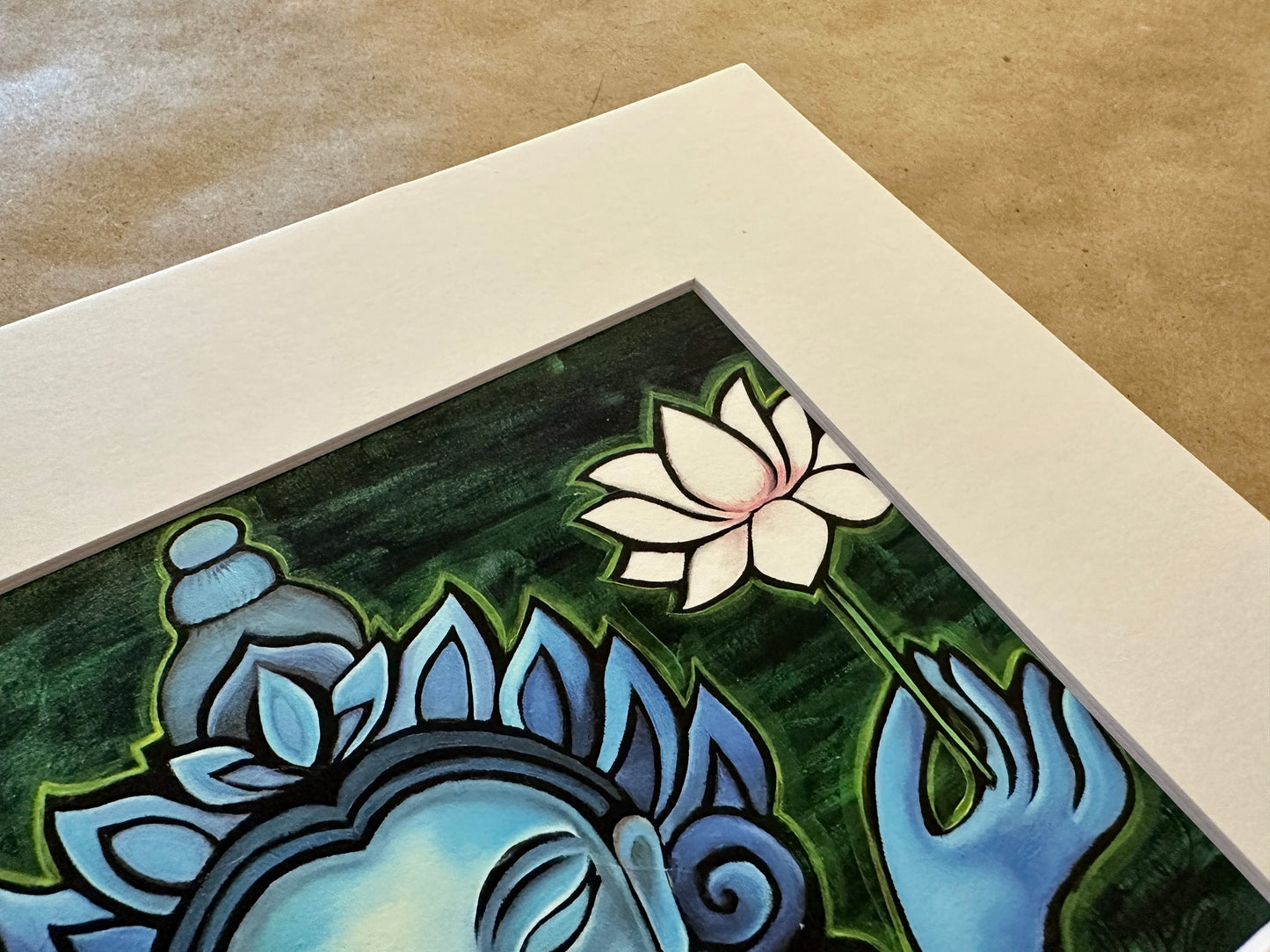 ‘Buddha and the Lotuses’ Print with Matte