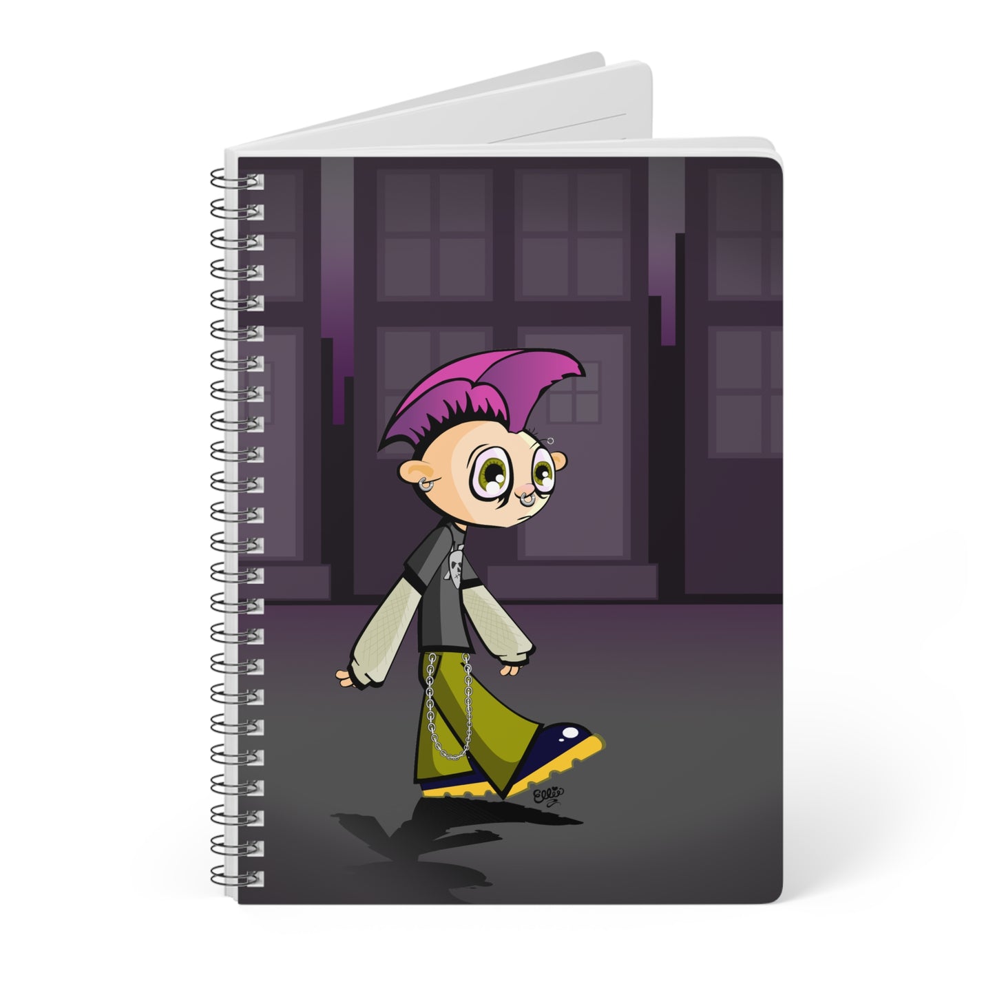 PUNK ROCK KID Cartoon Notebook – 150 lined pages A5 Wirobound Softcover
