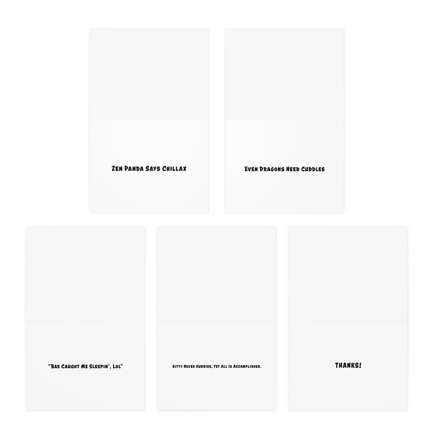 Zen Garden Cartoon Art Greeting Cards - Set of 5