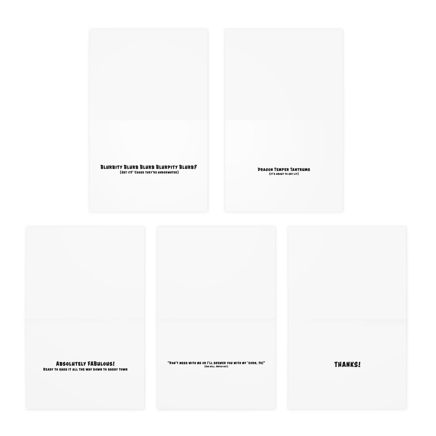 Fantasy Land Cartoon Art Greeting Cards - Set of 5