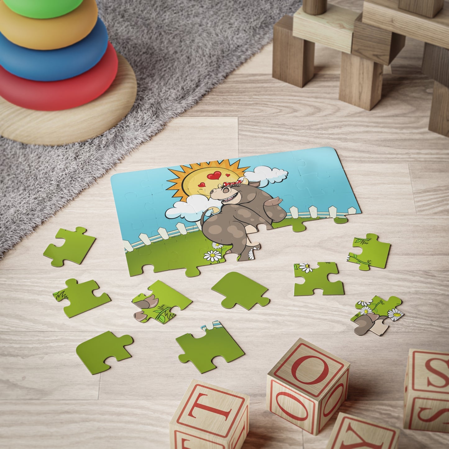 DANCING COW Cartoon Kids Puzzle (30 Piece) - Fun Learning Activity Gift for Kids
