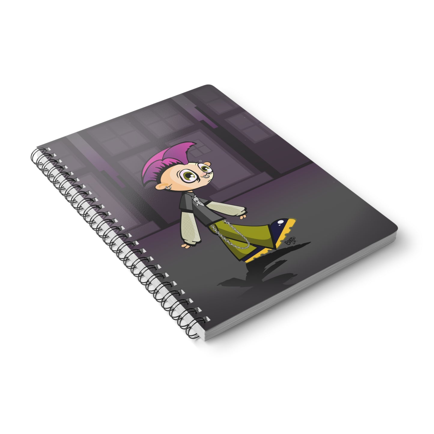 PUNK ROCK KID Cartoon Notebook – 150 lined pages A5 Wirobound Softcover