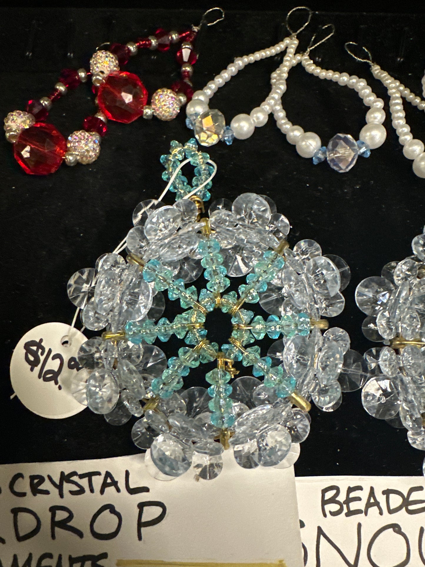Beaded Crystal Snowflake Christmas Ornaments