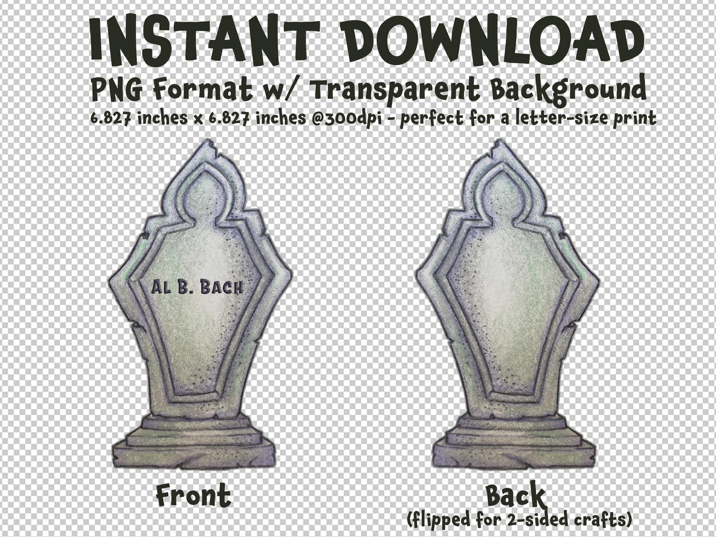 TOMBSTONE Al B. Bach Tombstone Gravestone Clip Art Printable Digital Instant Download for Halloween Decorations Invites Party Favors Prizes Gifts