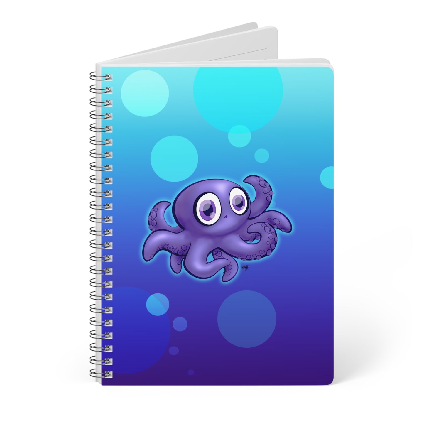 SHY BABY OCTOPUS Cartoon Notebook – 150 lined pages A5 Wirobound Softcover
