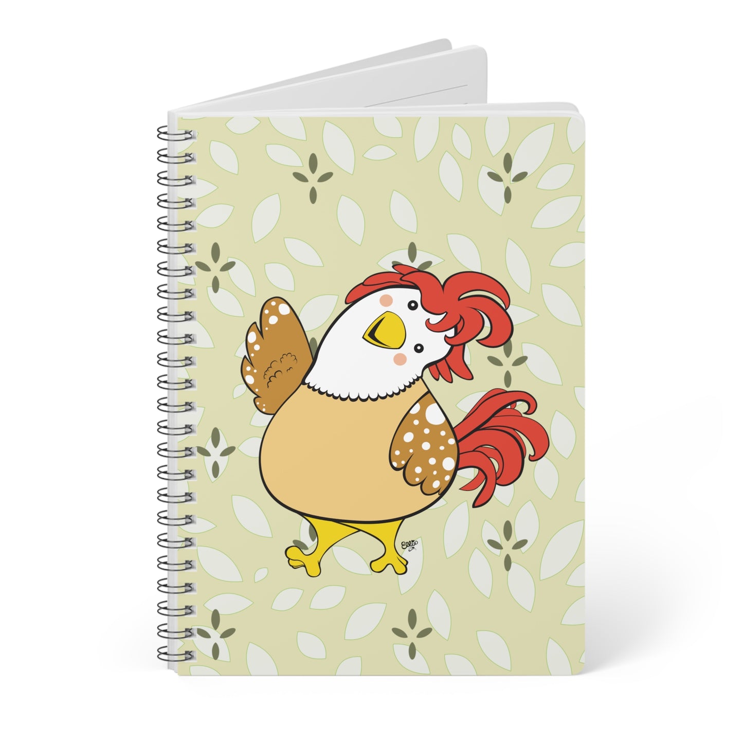 FRIENDLY CHICKEN Cartoon Notebook – 150 Lined Pages A5 Wirobound Softcover
