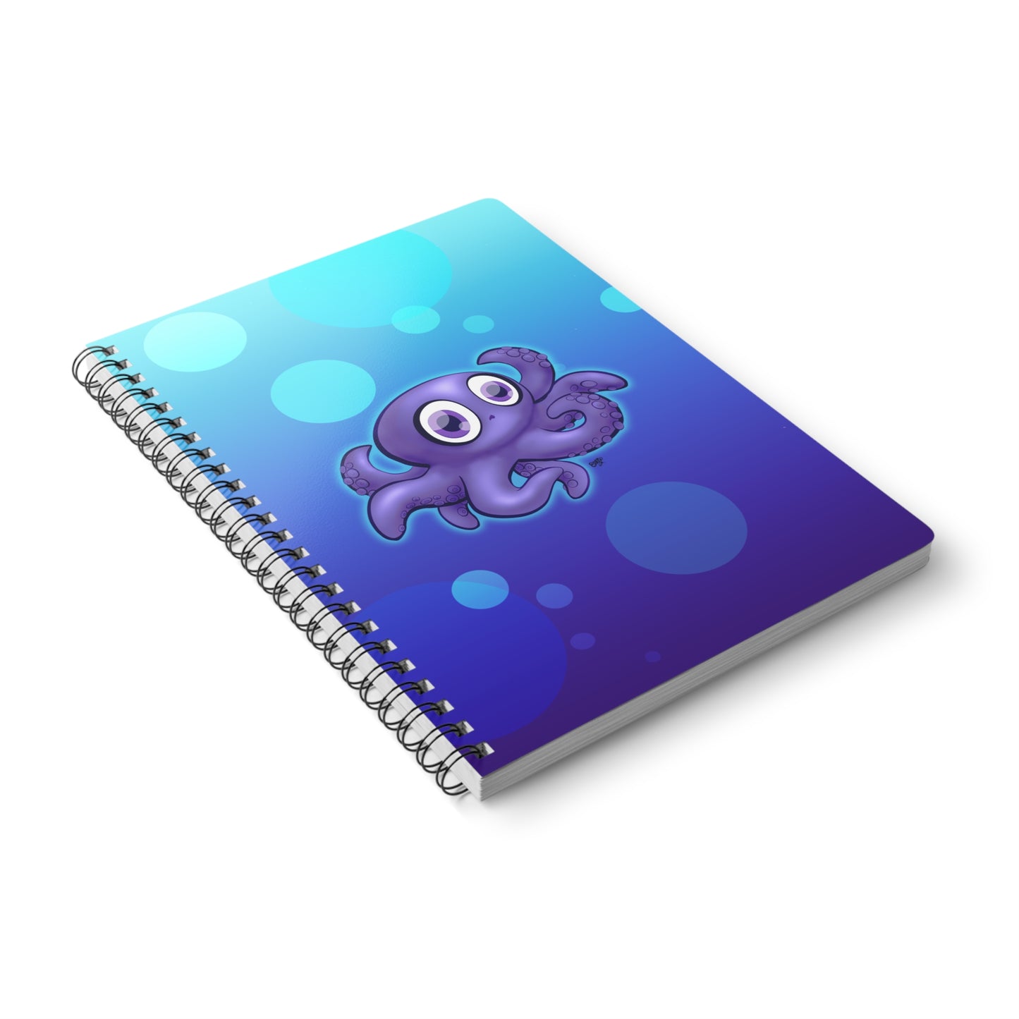 SHY BABY OCTOPUS Cartoon Notebook – 150 lined pages A5 Wirobound Softcover