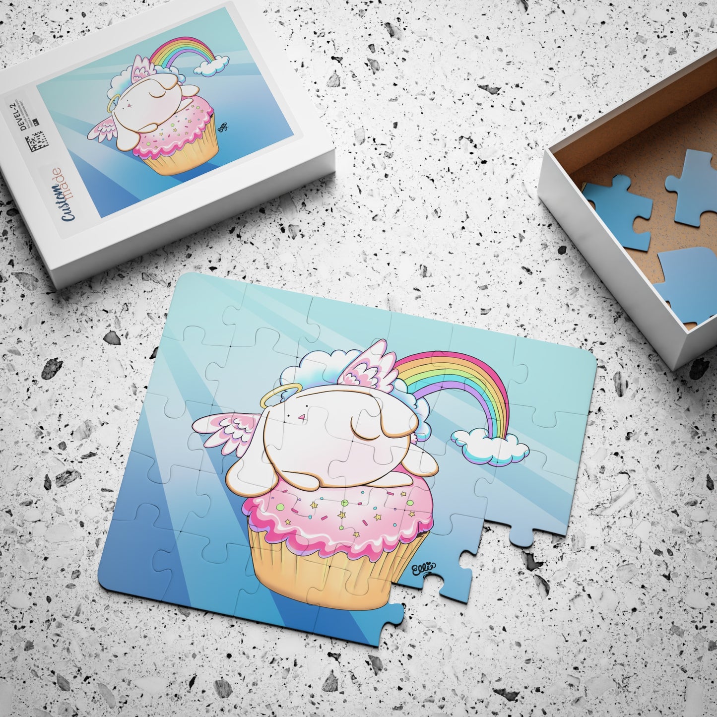 Angel Bunny on a Cupcake Cartoon Kids Puzzle (30 Piece) - Fun Learning Activity Gift for Kids