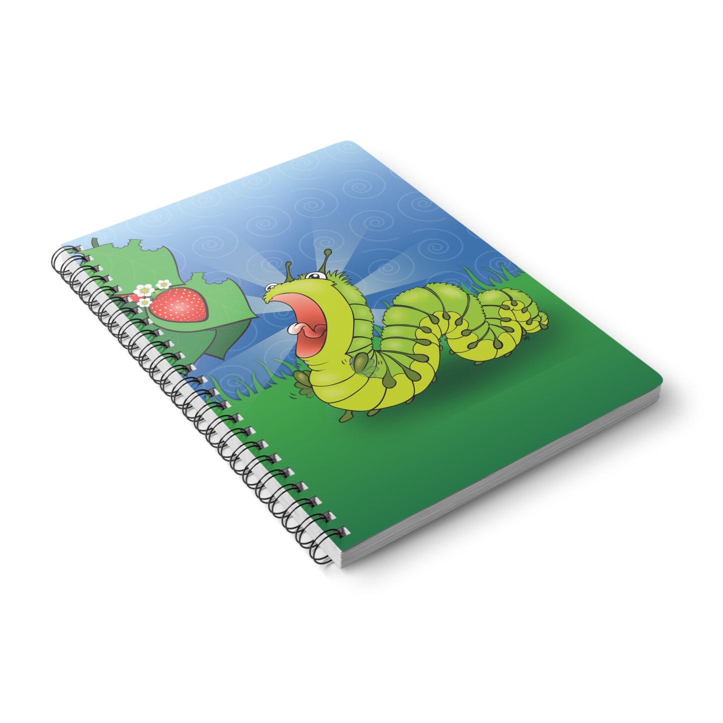 NOM NOM CATERPILLAR Cartoon Notebook – 150 lined pages A5 Wirobound Softcover