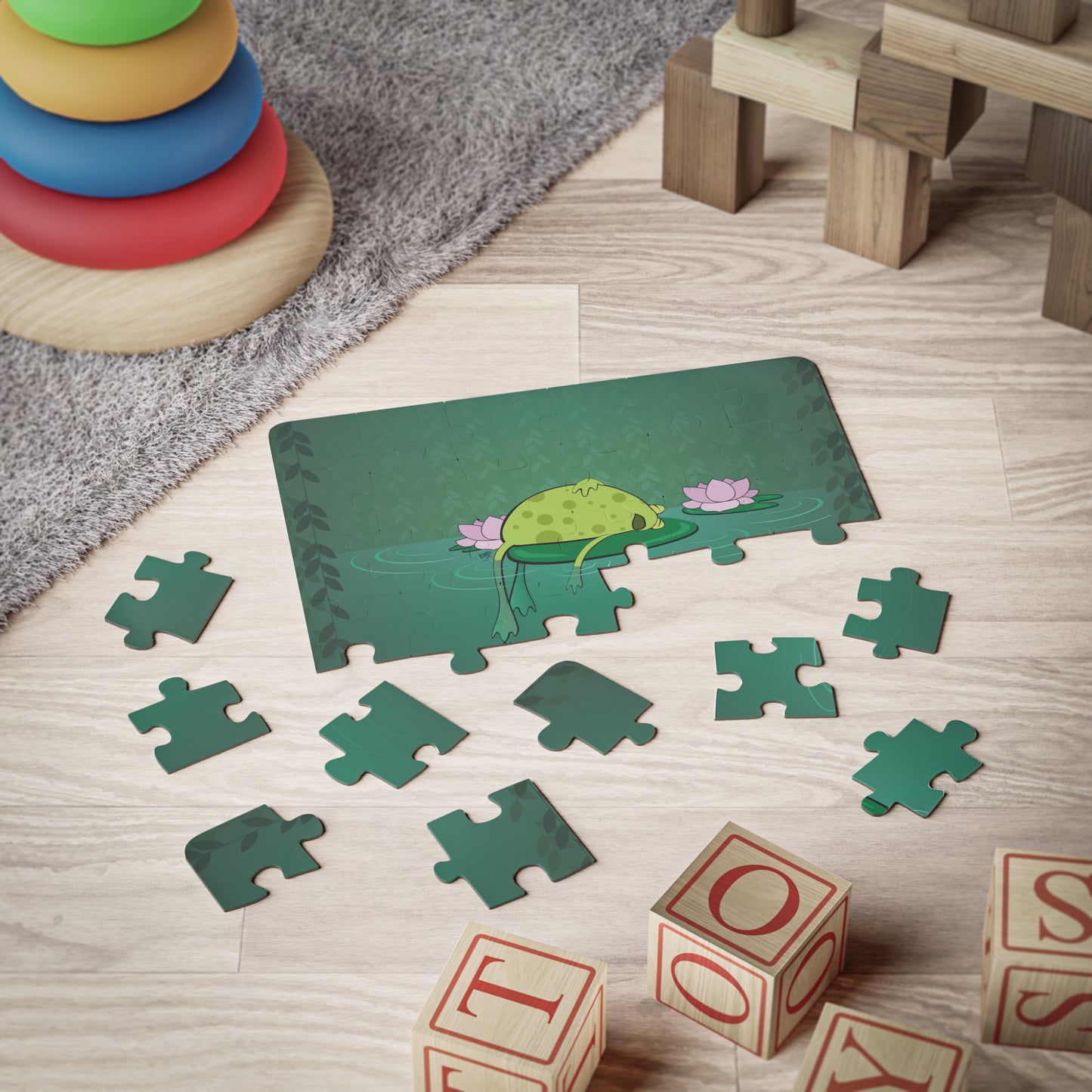 FROG ON A LILYPAD Cartoon Kids Puzzle (30 Piece) - Fun Learning Activity Gift for Kids
