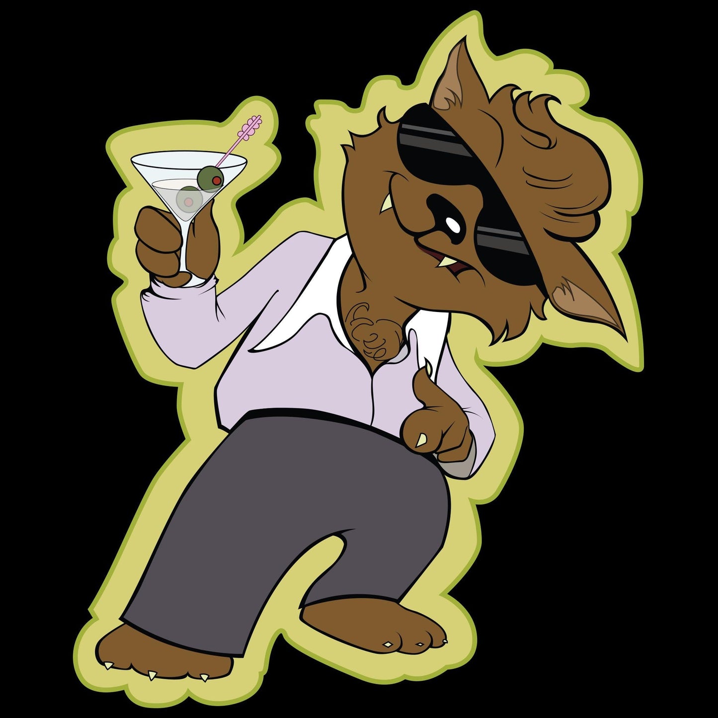 Ladies Man Werewolf Doing Fingerguns Clip Art Printable Digital Instant Download for Halloween Decorations Invites Party Favors Prizes Gifts