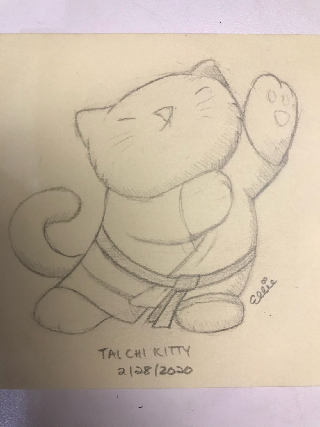 Tai Chi Kitty Cartoon - Original Sketch