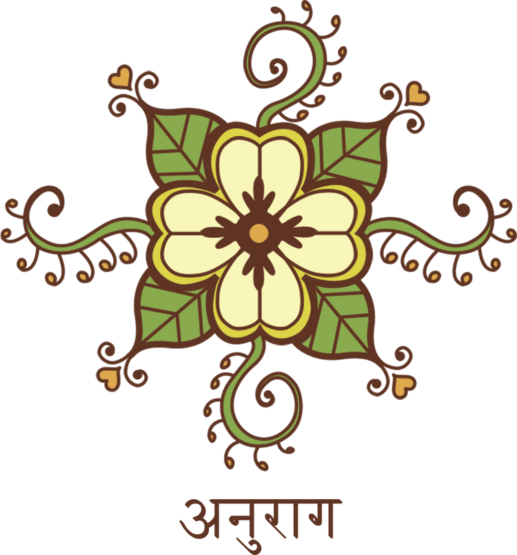 Mehndi Yellow Flower with Hearts with Sanskrit for Love