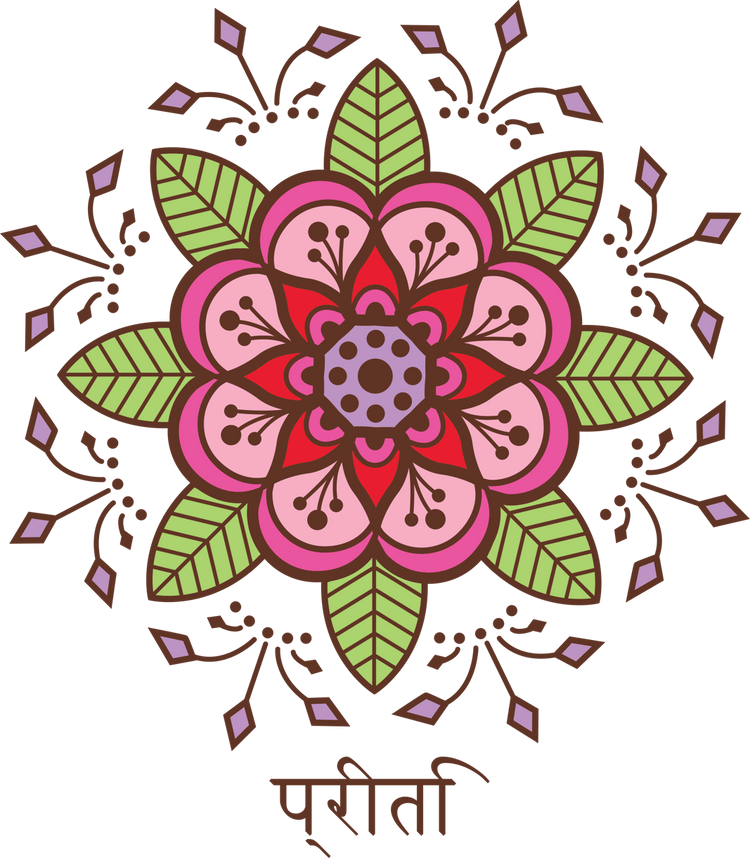 Mehndi Full Bloom with Sanskrit for Joy