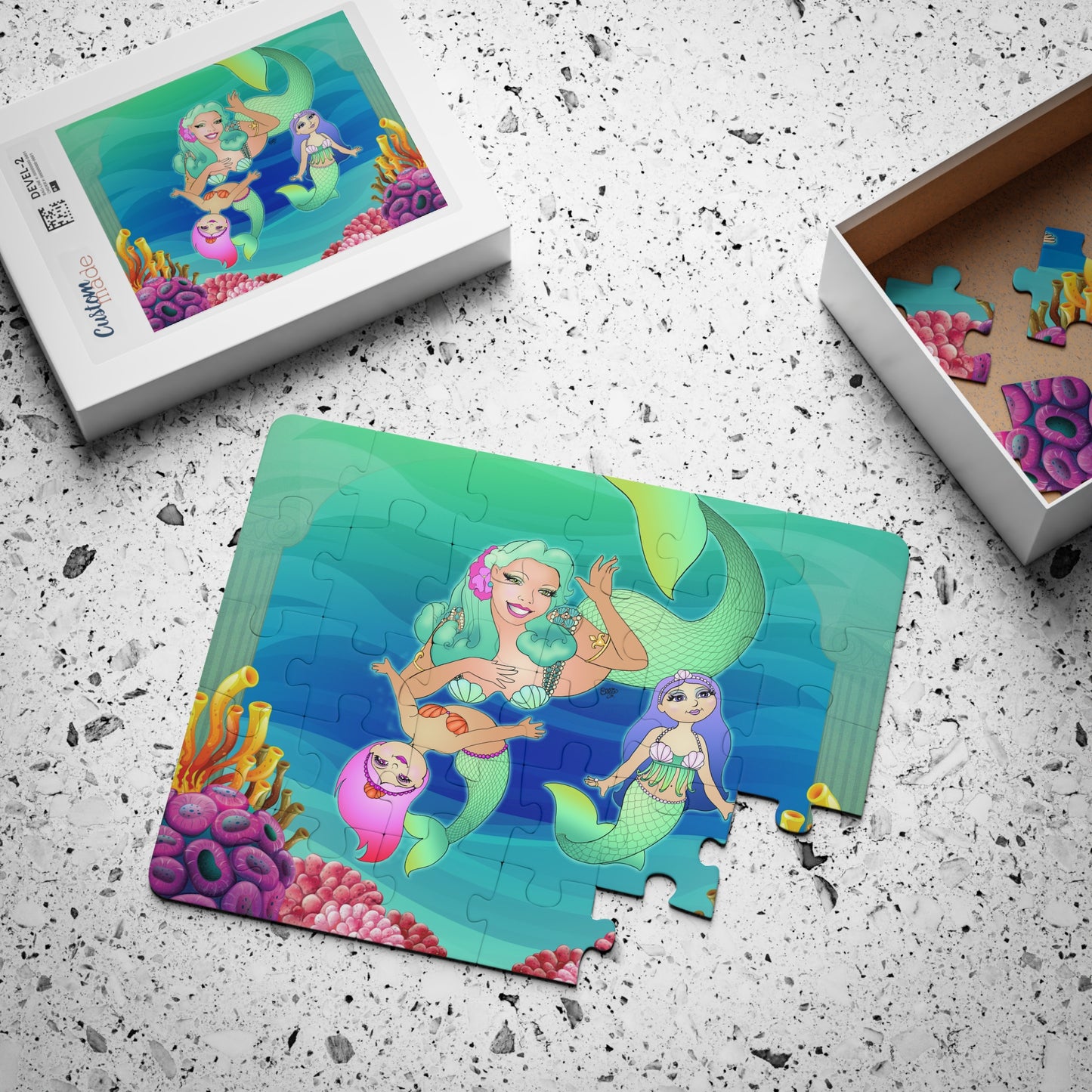 MERMAID MOMMY AND DAUGHTERS Cartoon Kids Puzzle (30 Piece) - Fun Learning Activity Gift for Kids