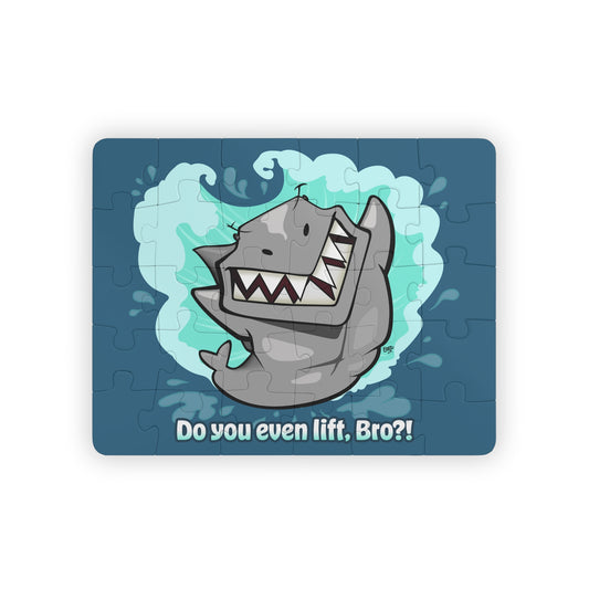 Buff Shark 'Do You Even Lift, Bro?' Cartoon Kids Puzzle (30 Piece) - Fun Learning Activity Gift for Kids