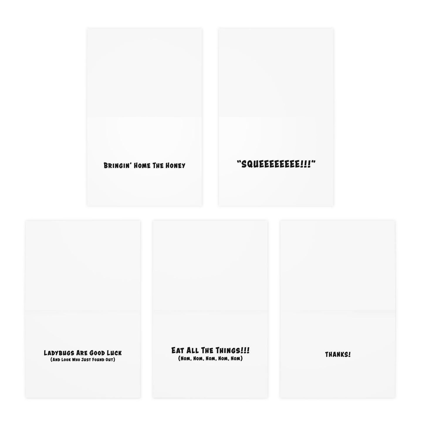 In the Garden Cartoon Art Greeting Cards - Set of 5