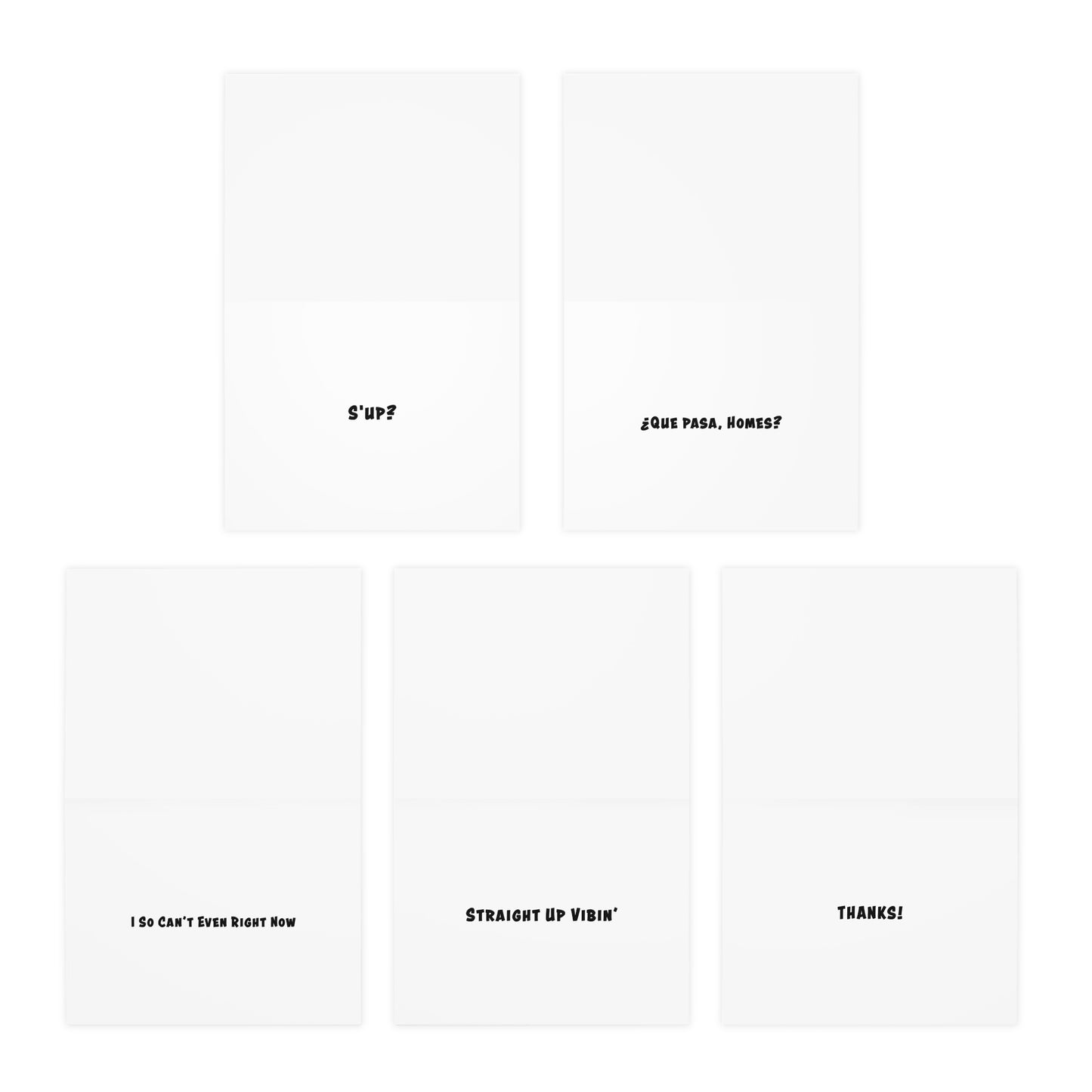 Street Smarts Cartoon Art Greeting Cards - Set of 5