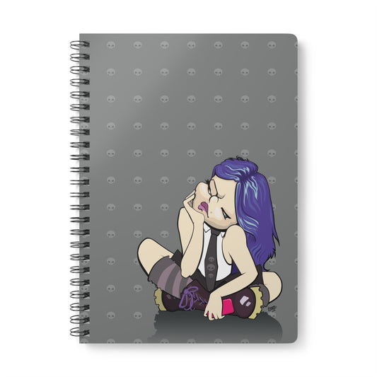 GOTH GIRL Cartoon Notebook – 150 lined pages A5 Wirobound Softcover