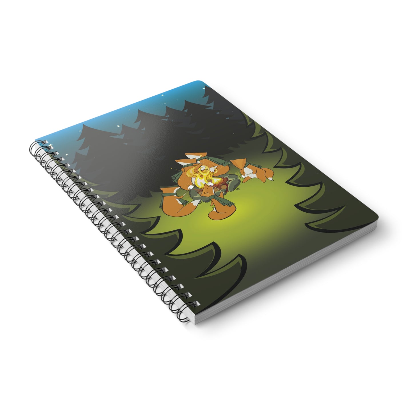 FOX FAMILY CAMPING TRIP Cartoon Notebook – 150 lined pages A5 Wirobound Softcover