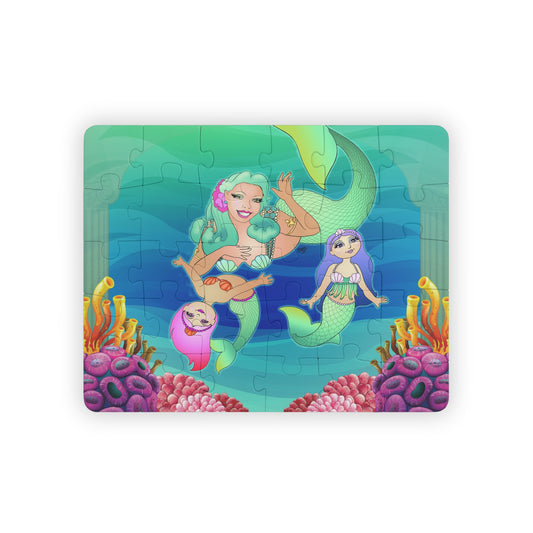 MERMAID MOMMY AND DAUGHTERS Cartoon Kids Puzzle (30 Piece) - Fun Learning Activity Gift for Kids