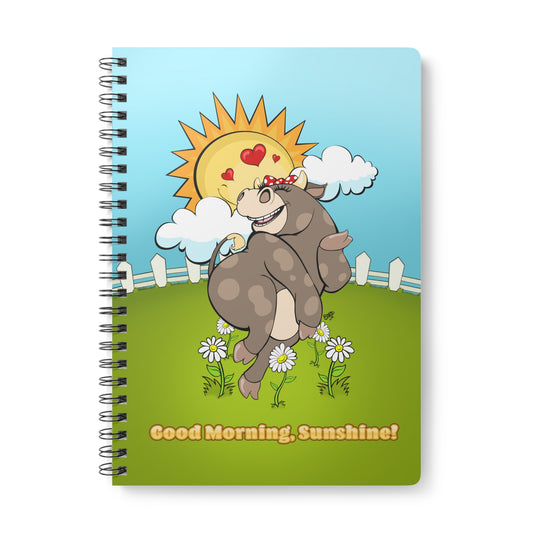 DANCING COW Cartoon Notebook – 150 Lined Pages A5 Wirobound Softcover