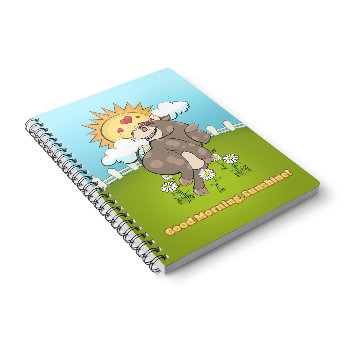 DANCING COW Cartoon Notebook – 150 Lined Pages A5 Wirobound Softcover